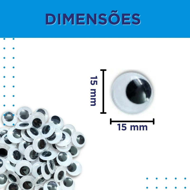 Olhinhos Móveis Para Artesanato 15mm - Com 100 Unidades- Brx