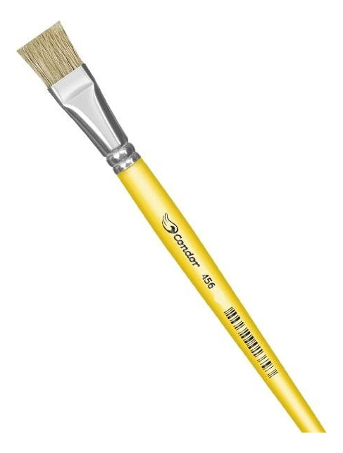 Pincel Artístico Chato Cerda Branca Cabo Longo 456-16 Condor