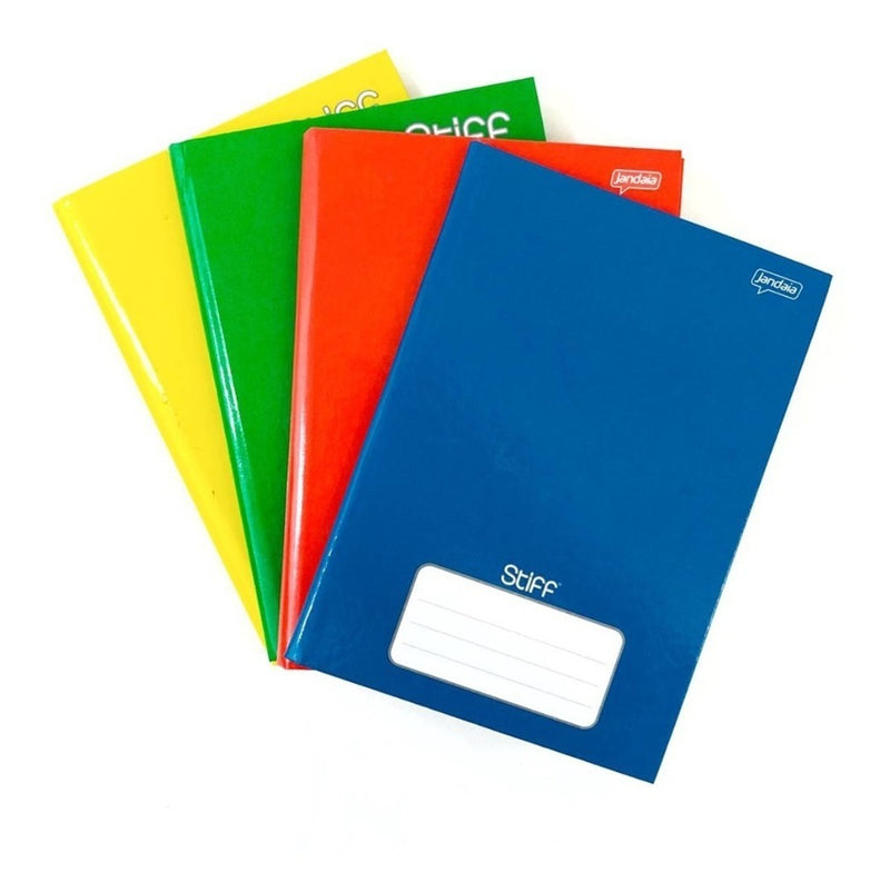 4 Cadernos Escolar Brochurão Stiff Jandaia 48 Fls Capa Dura