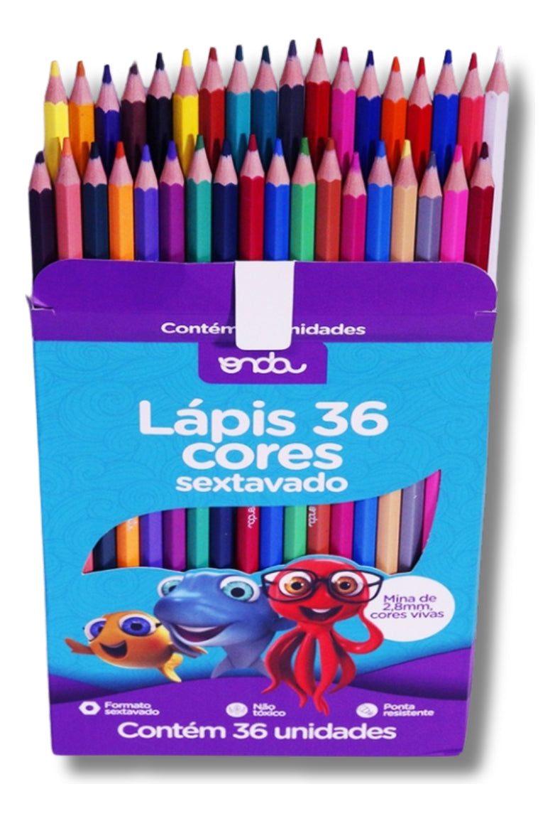 Lápis De Cor Sextavado C/36 Cores - Onda Pro