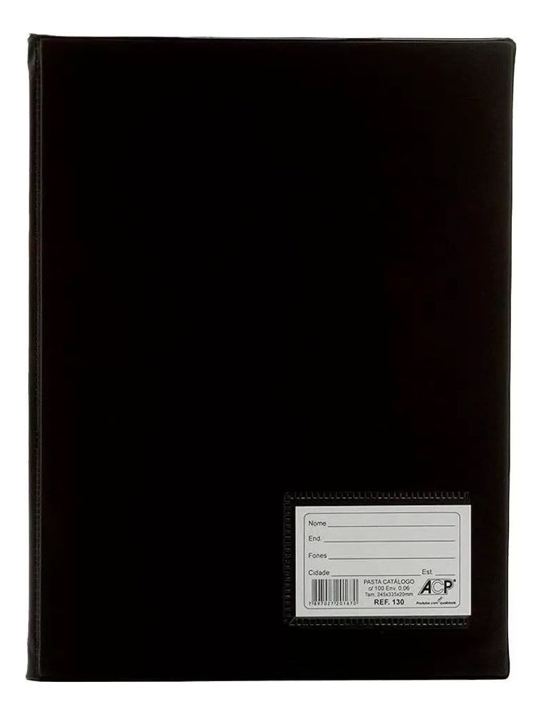 Pasta Catalogo Oficio A4 Com 100 Envelospes Finos E Visor Cor Preto